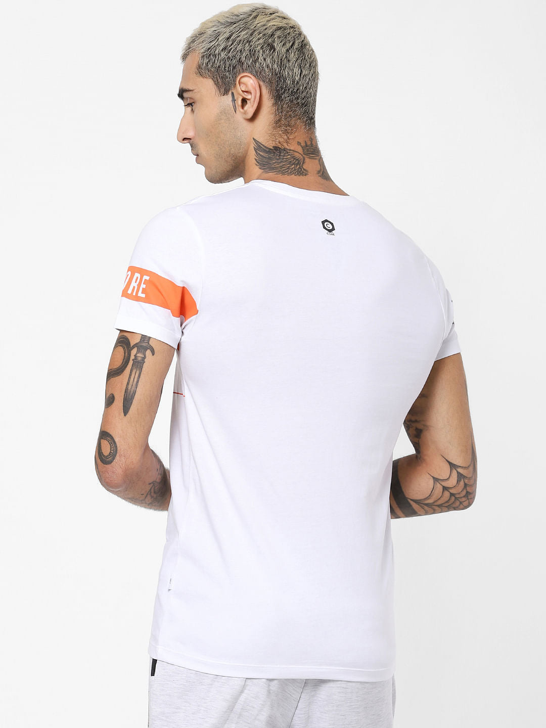 White Logo Print Crew Neck T-shirt