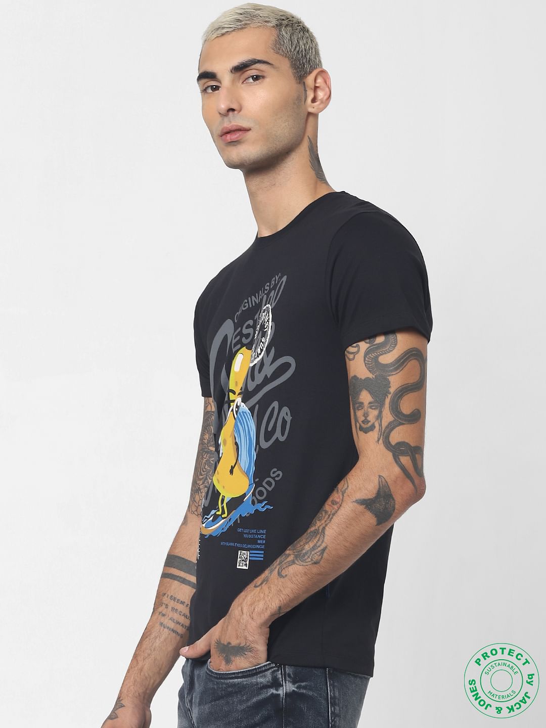 Black Graphic Print Crew Neck T-shirt