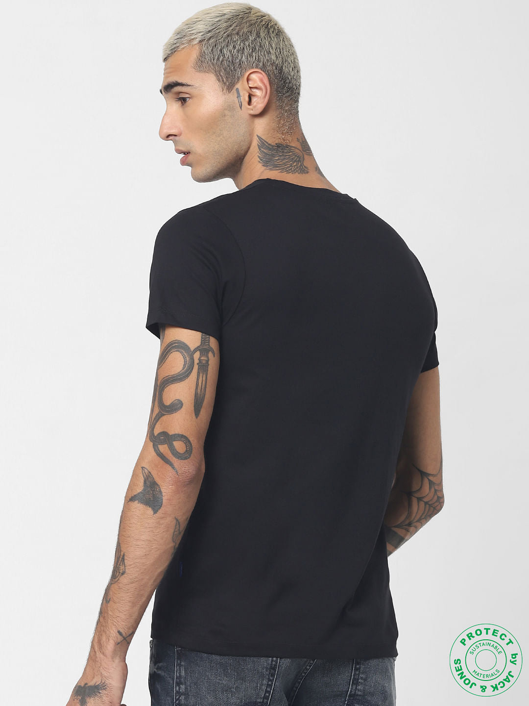 Black Graphic Print Crew Neck T-shirt