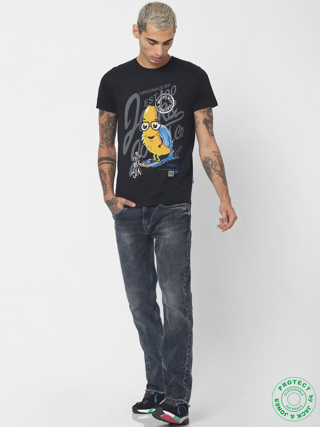 Black Graphic Print Crew Neck T-shirt