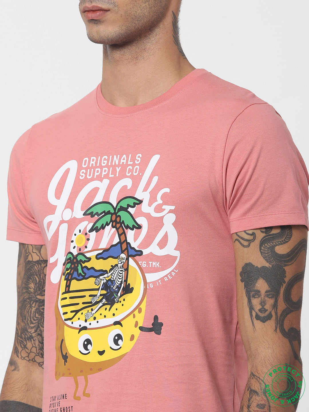 Pink Graphic Print Crew Neck T-shirt