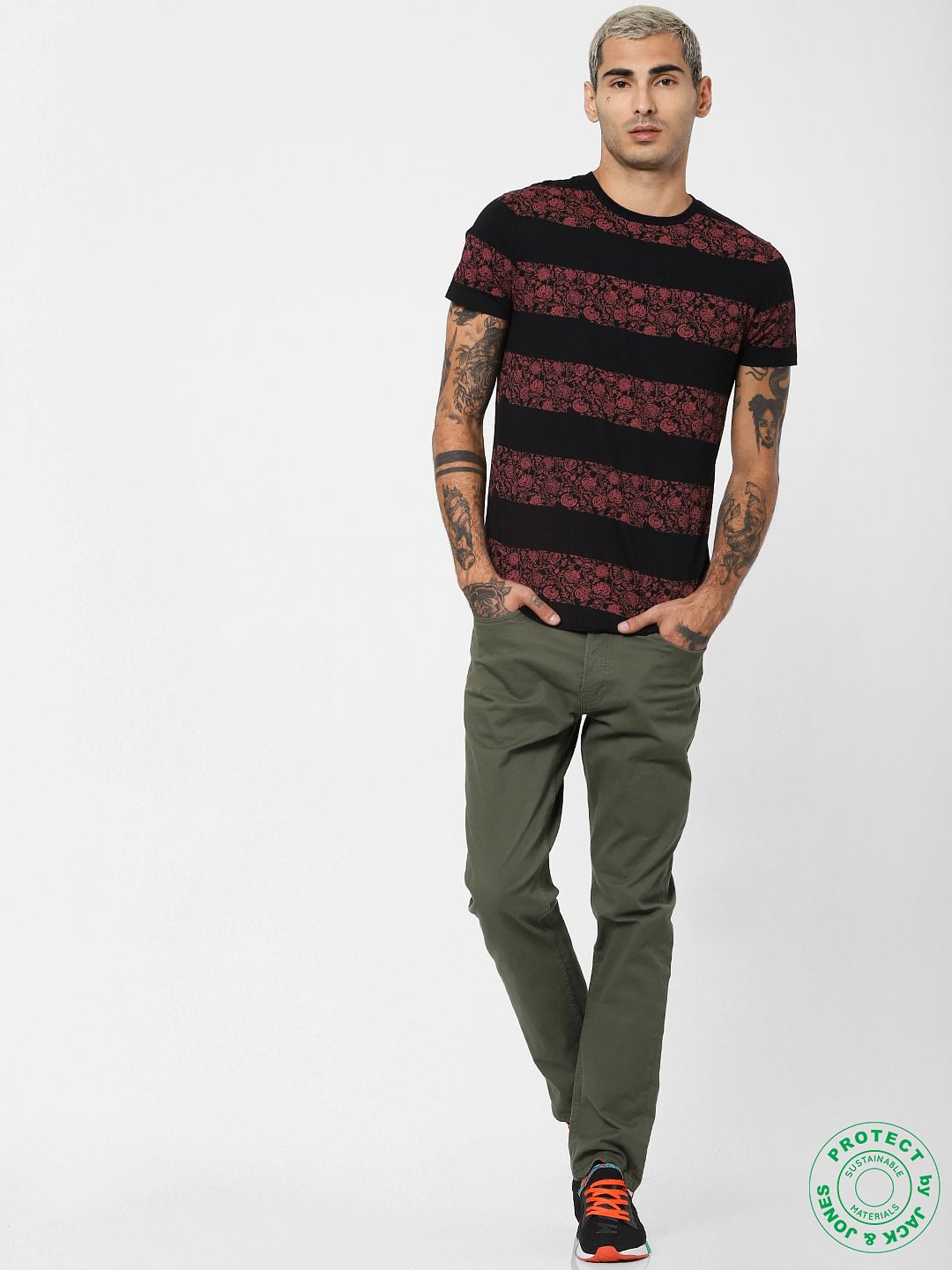 Black Printed Crew Neck T-shirt