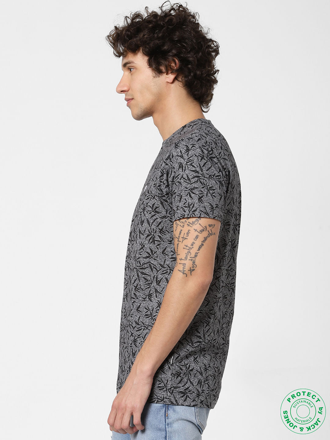 Black All Over Print Crew Neck T-Shirt