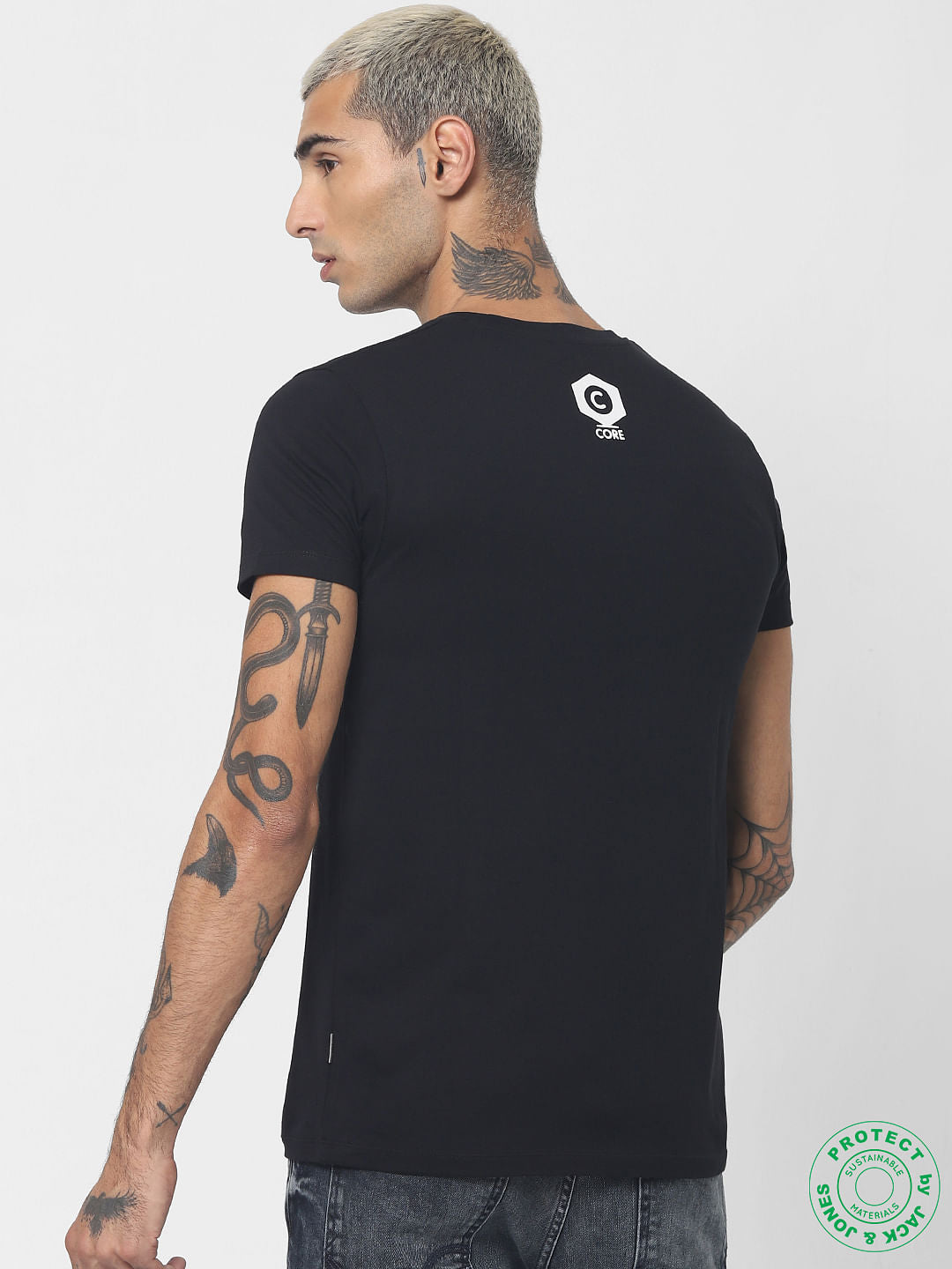 Black Logo Print Crew Neck T-shirt