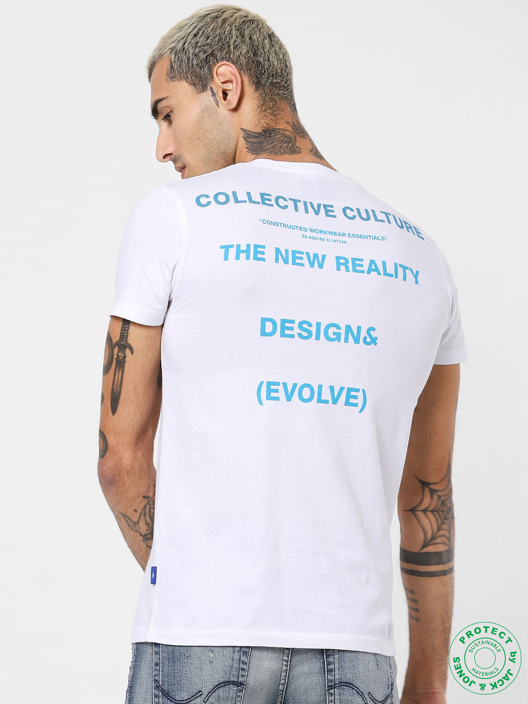 White Text Print Crew Neck T-shirt
