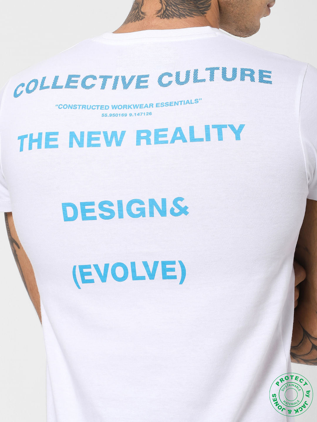 White Text Print Crew Neck T-shirt