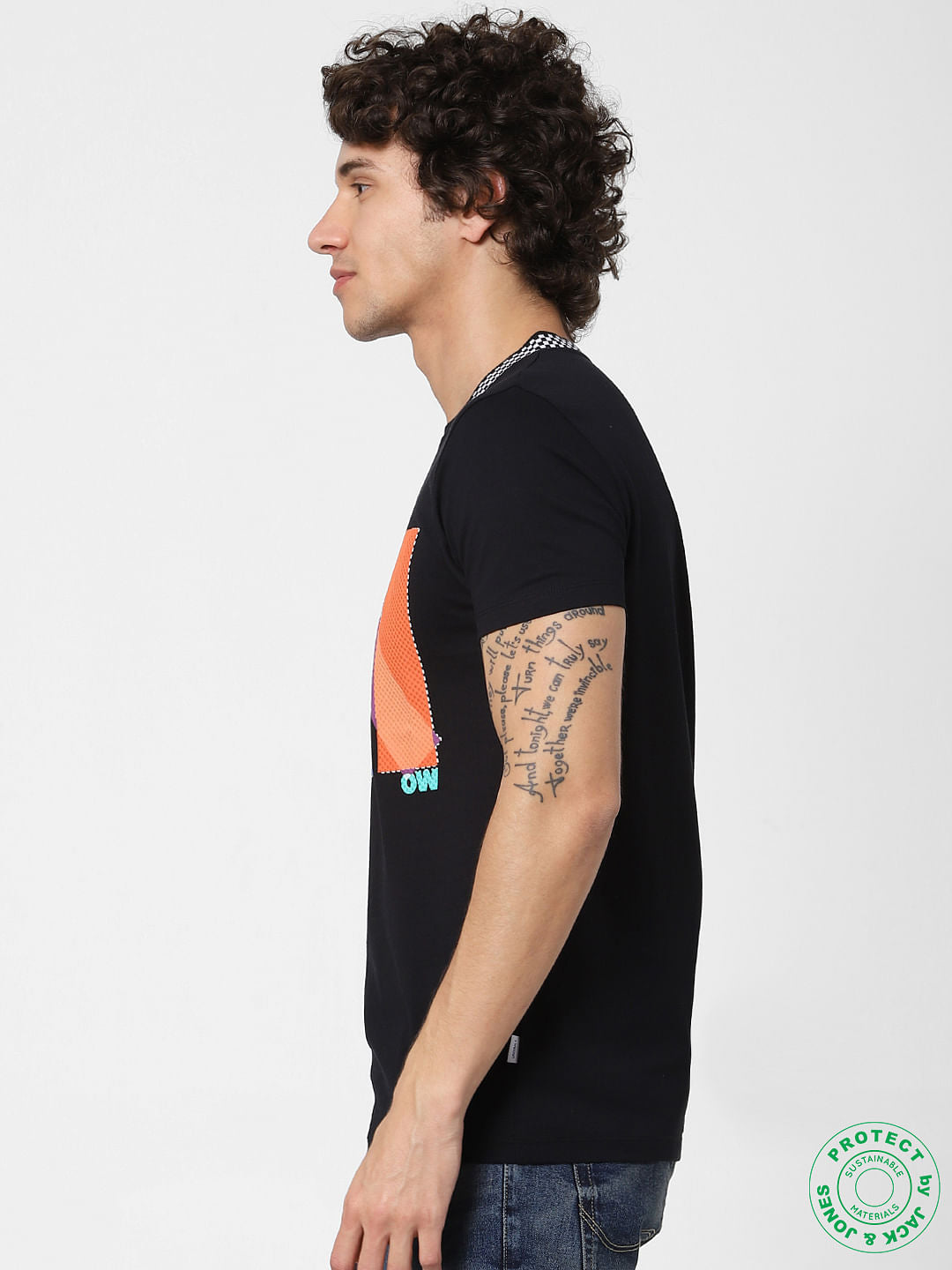 Black Graphic Print Crew Neck T-shirt