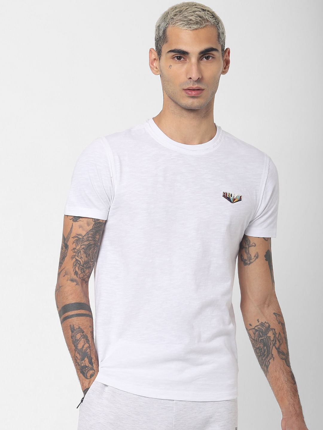 White Printed Crew Neck T-shirt