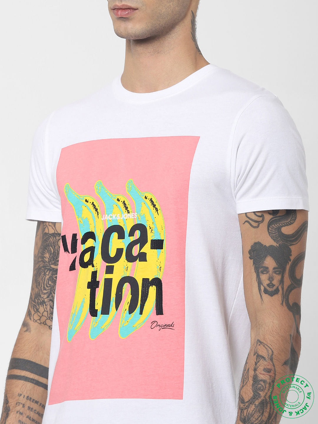 White Graphic Print Crew Neck T-shirt