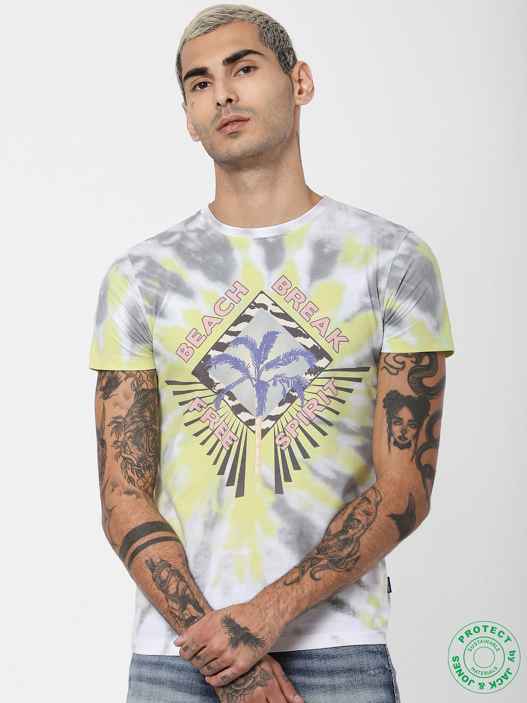 White Tie Dye Crew Neck T-shirt - S