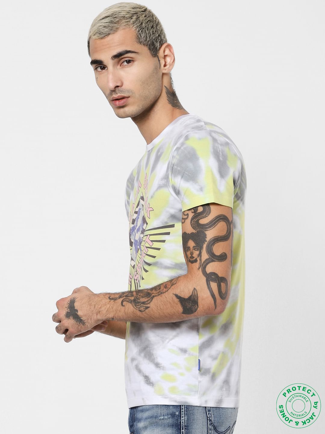 White Tie Dye Crew Neck T-shirt