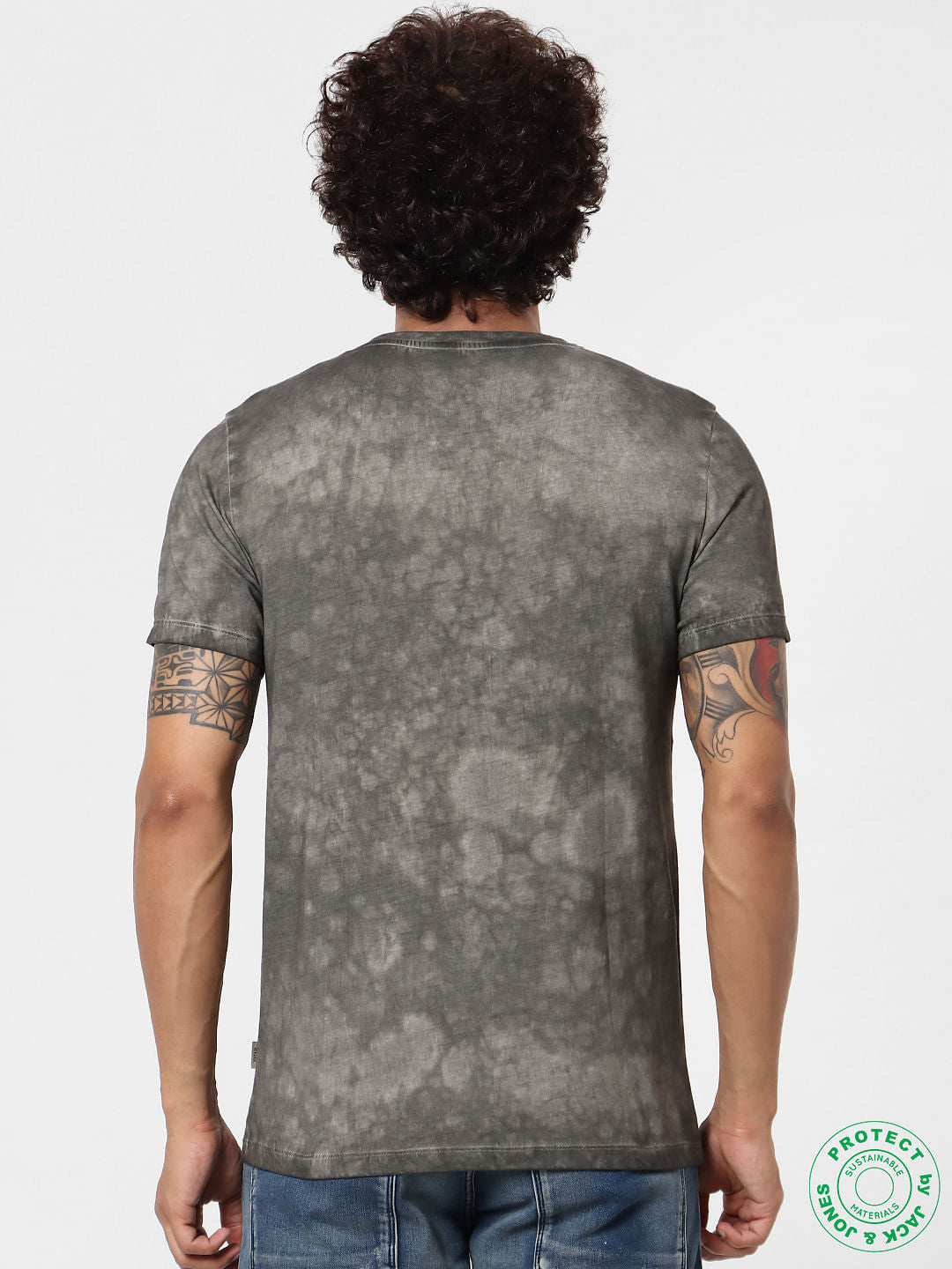 Grey Text Print Crew Neck T-shirt