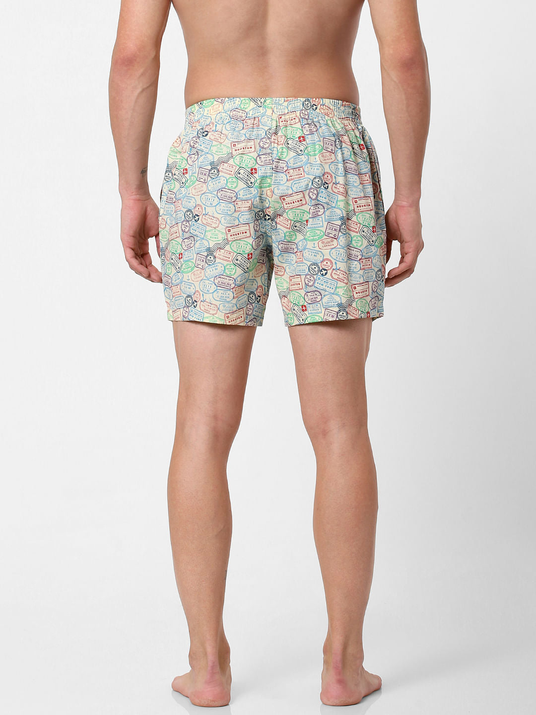 Cream Stamp Print Boxers