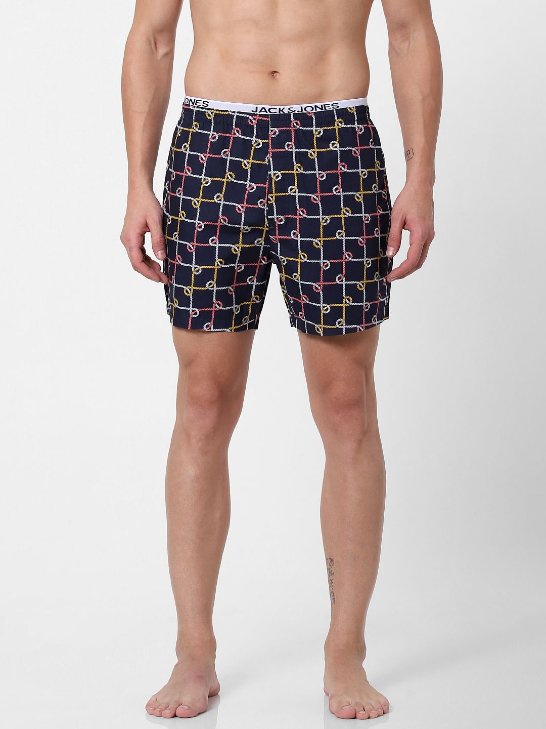 Dark Blue Rope Print Boxers - S