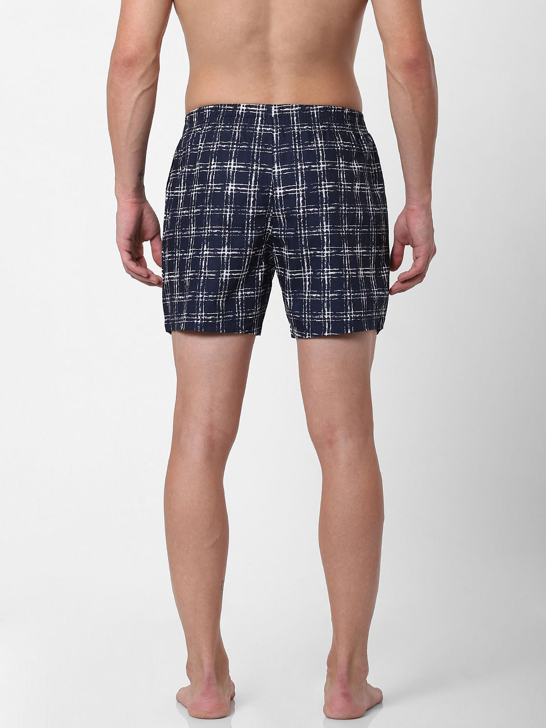 Navy Blue Check Boxers