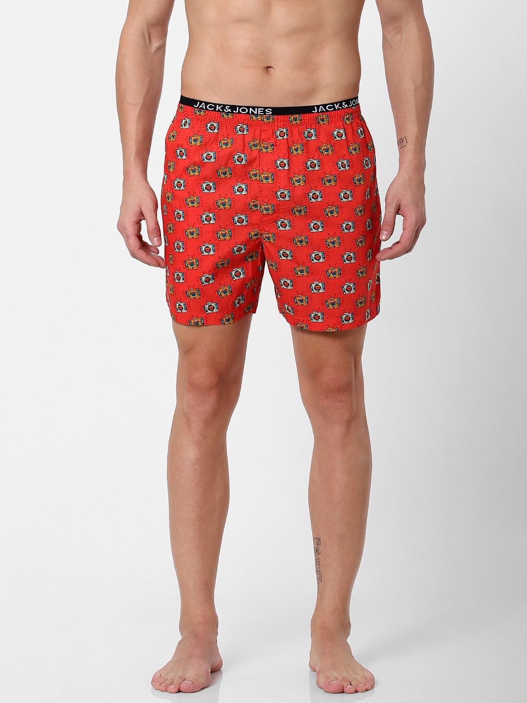 Red Television Print Boxers - S