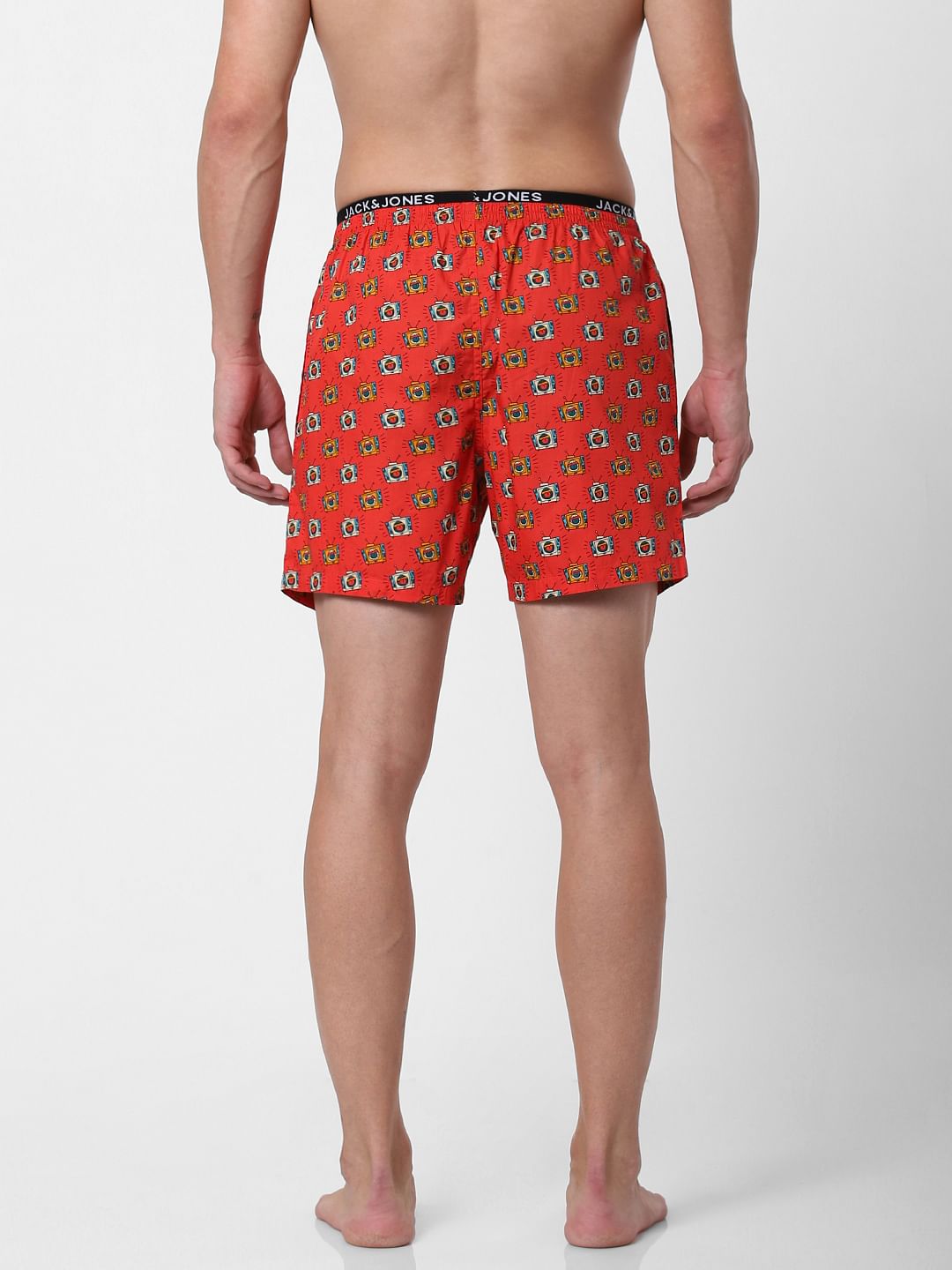 Red Television Print Boxers