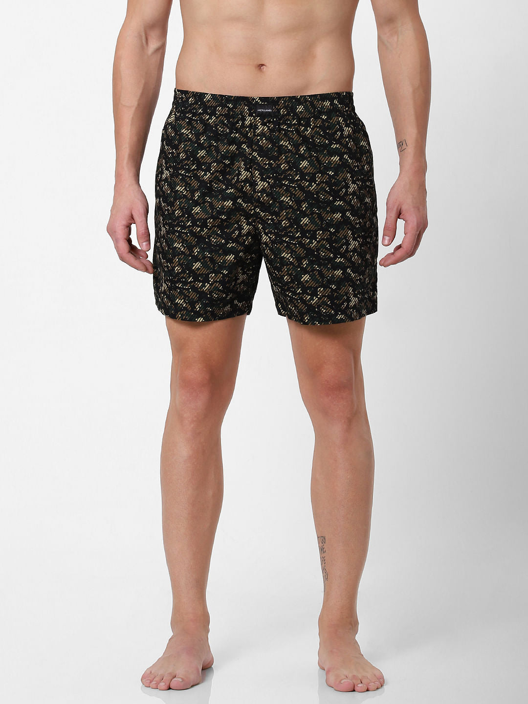 Black Camo Print Boxers - S