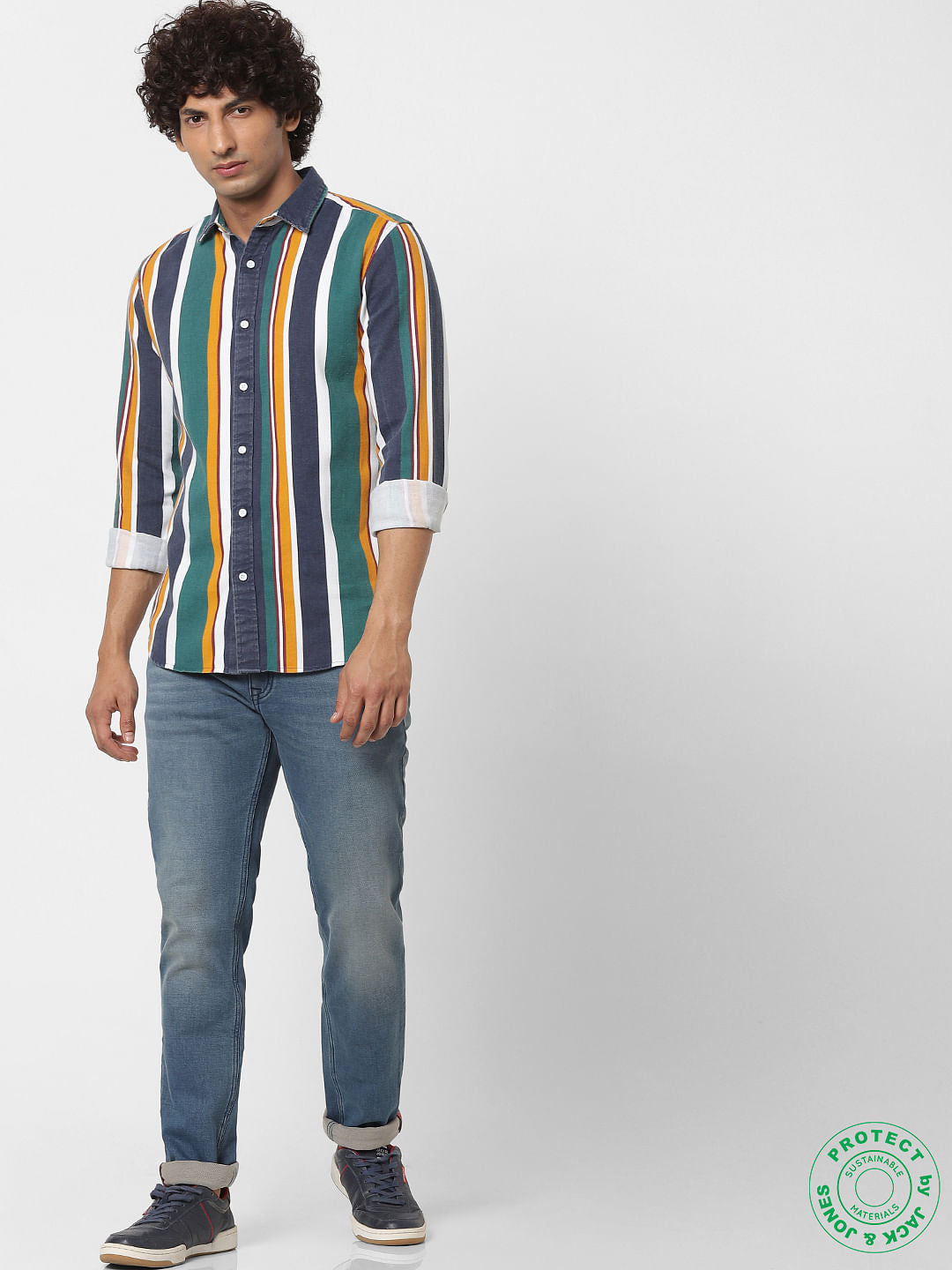 Multi-Coloured Striped Full Sleeves Shirt