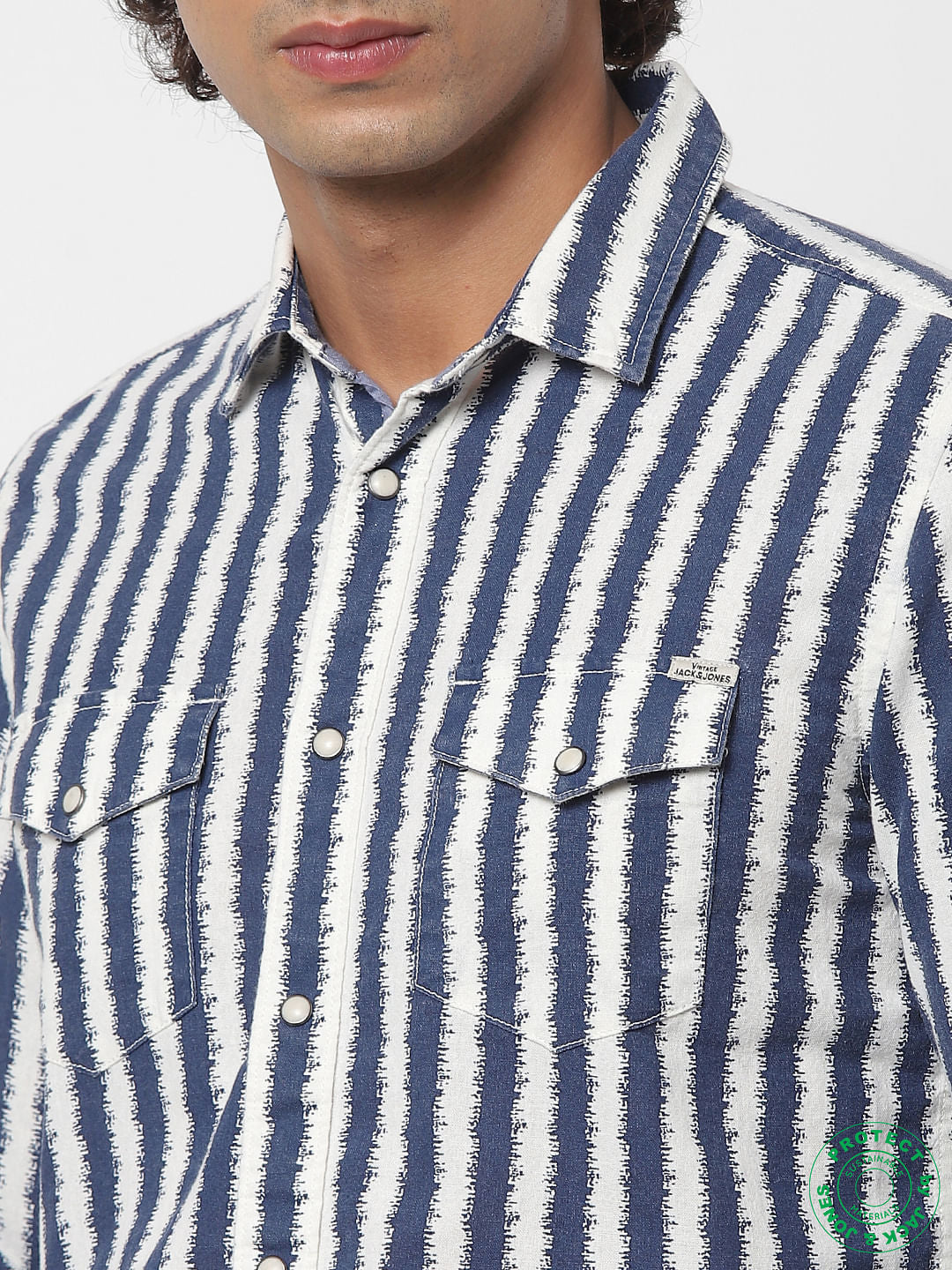 Blue Striped Full Sleeves Shirt