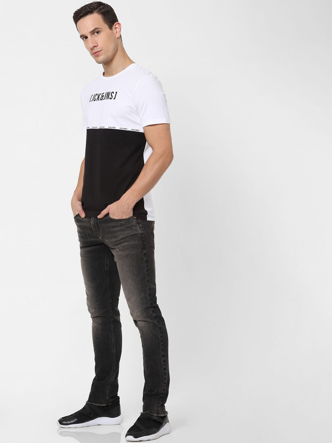 Black Low Rise Washed Glenn Slim Fit Jeans - 28/30
