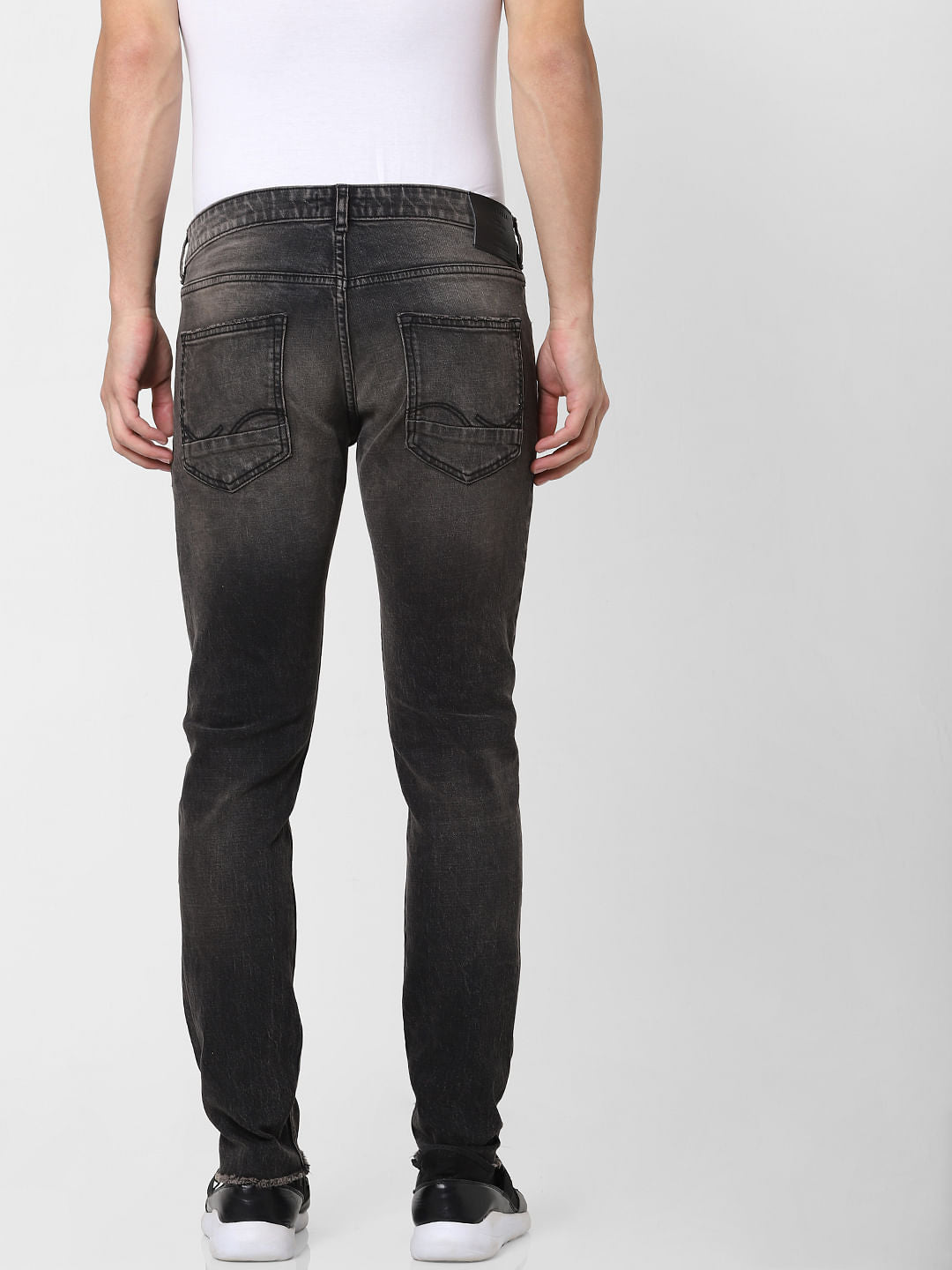 Black Low Rise Washed Glenn Slim Fit Jeans