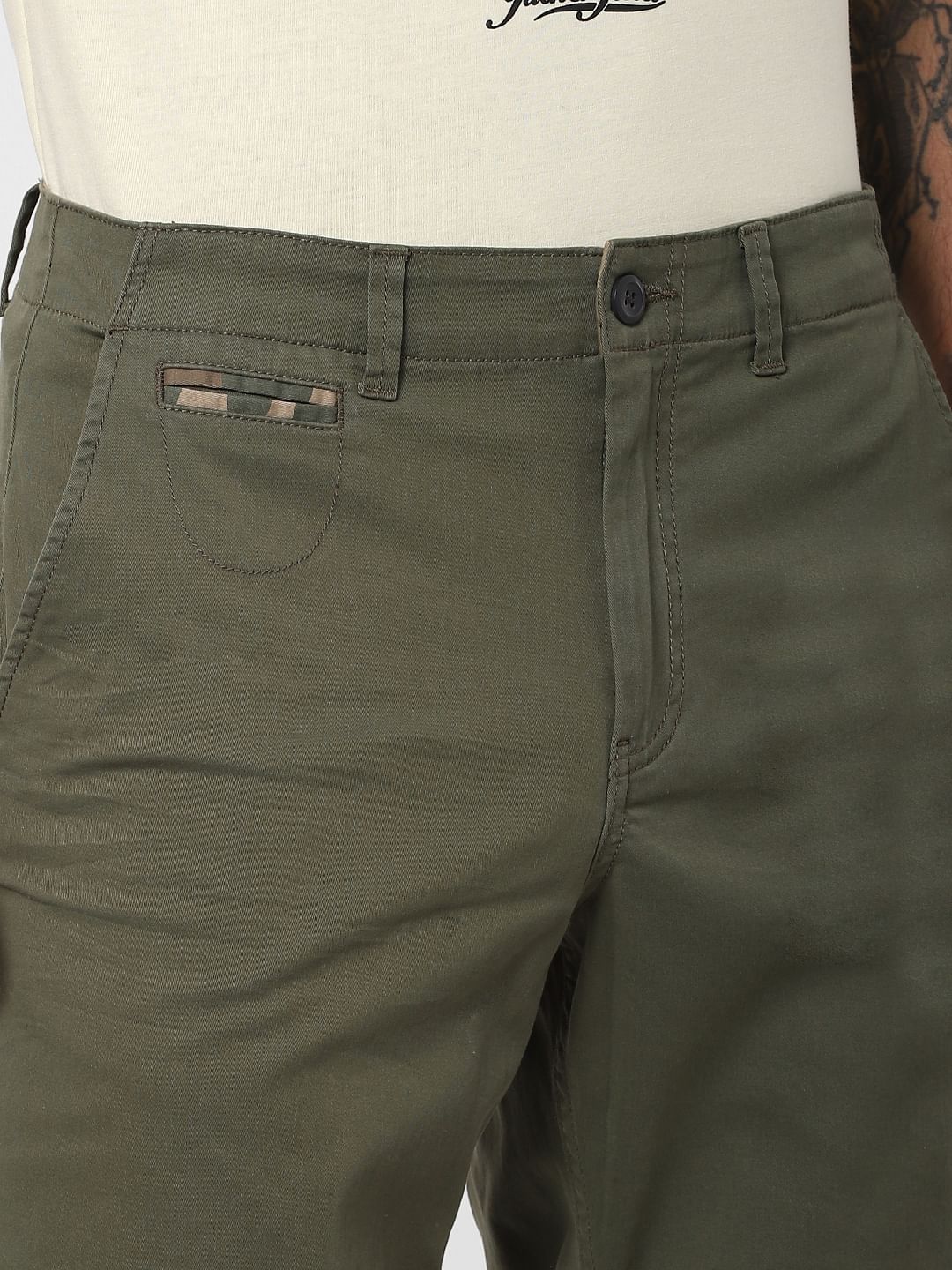 Olive Low Rise Chino Shorts