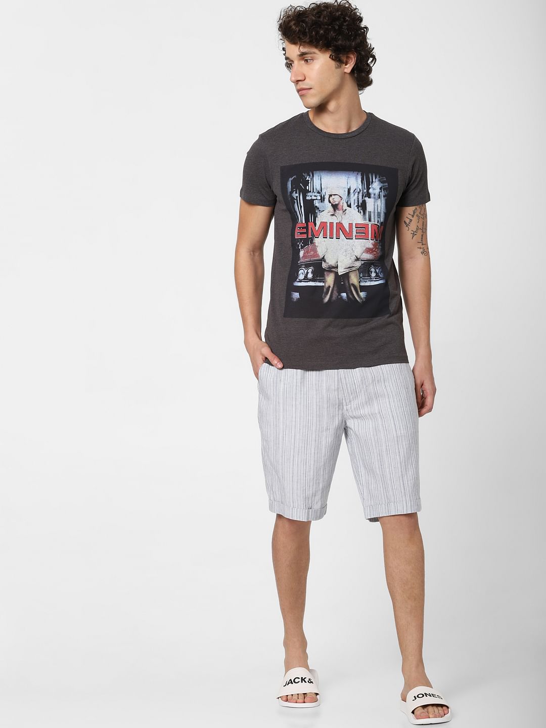 Light Blue Low Rise Striped Chino Shorts - S