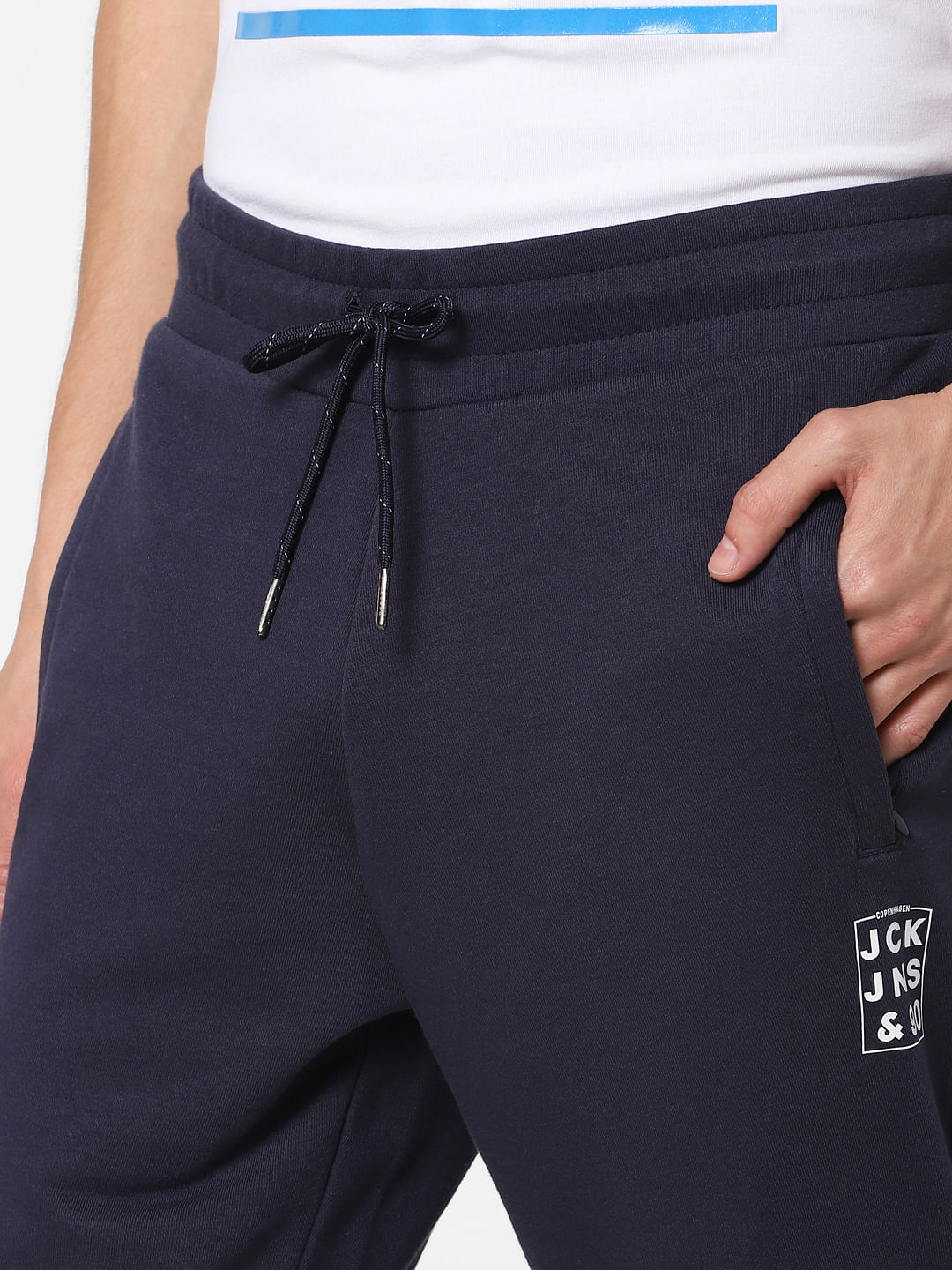 Blue Low Rise Colourblocked Sweatpants