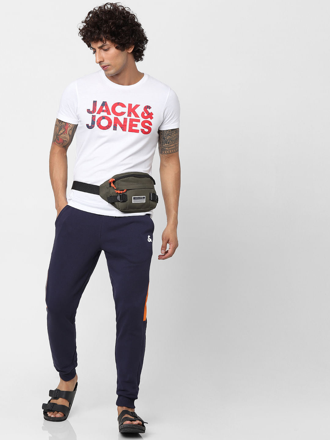 Dark Blue Mid Rise Colourblocked Sweatpants - S