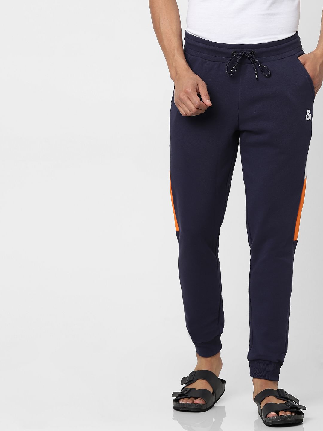 Dark Blue Mid Rise Colourblocked Sweatpants