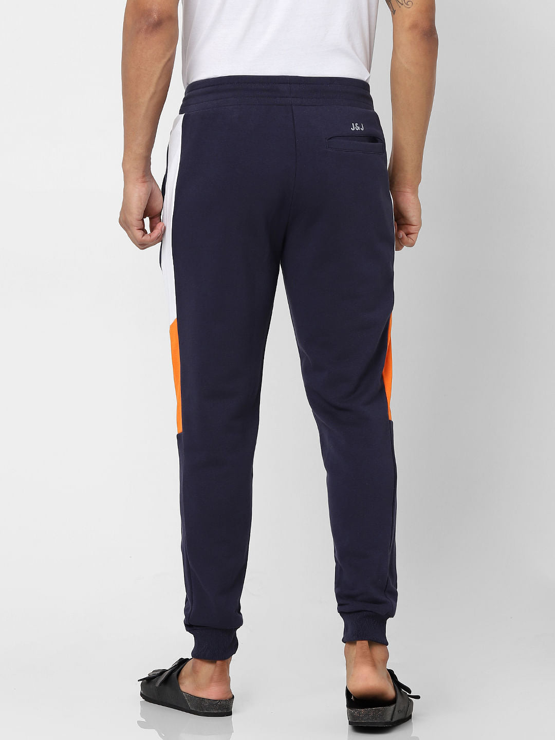 Dark Blue Mid Rise Colourblocked Sweatpants