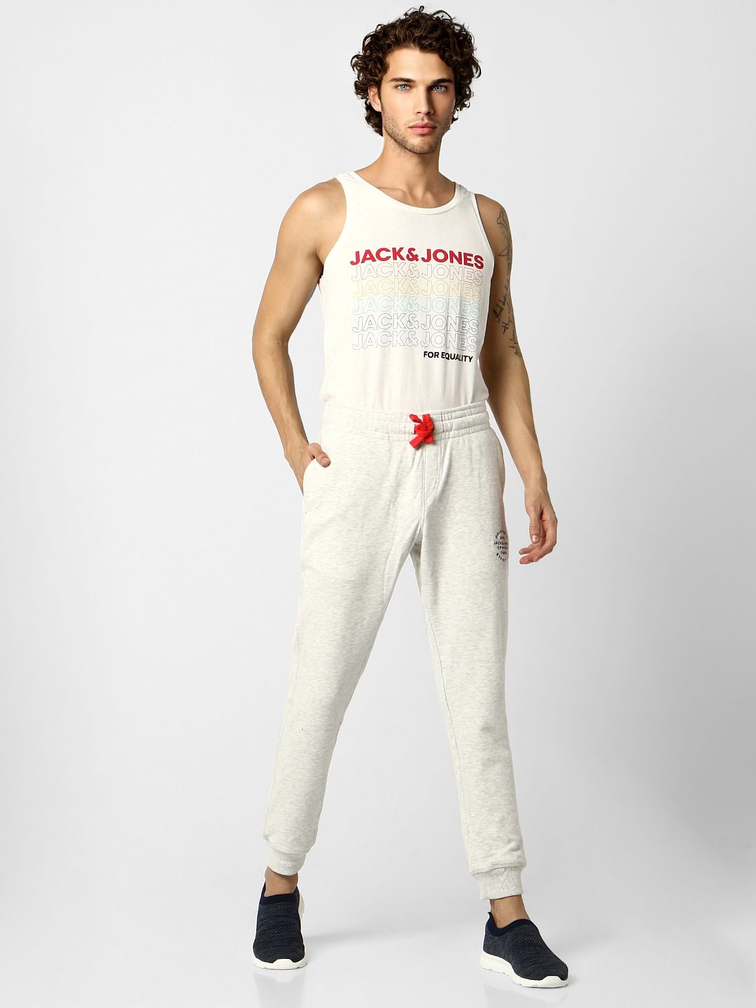 Grey Low Rise Logo Print Sweatpants - S