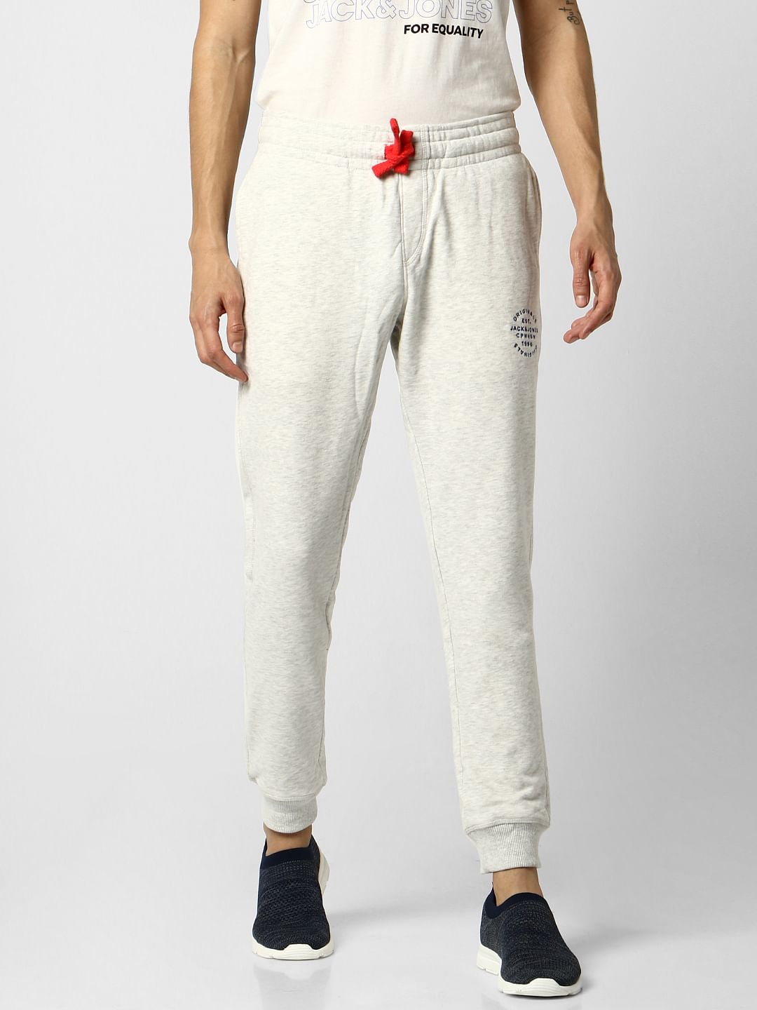 Grey Low Rise Logo Print Sweatpants