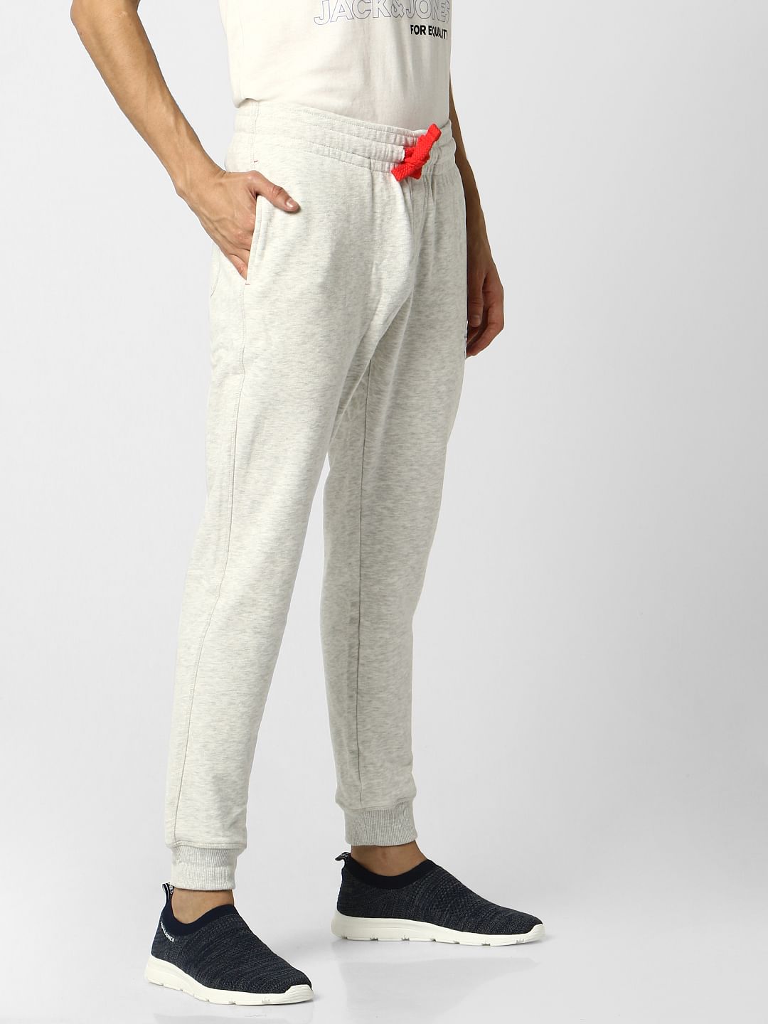 Grey Low Rise Logo Print Sweatpants