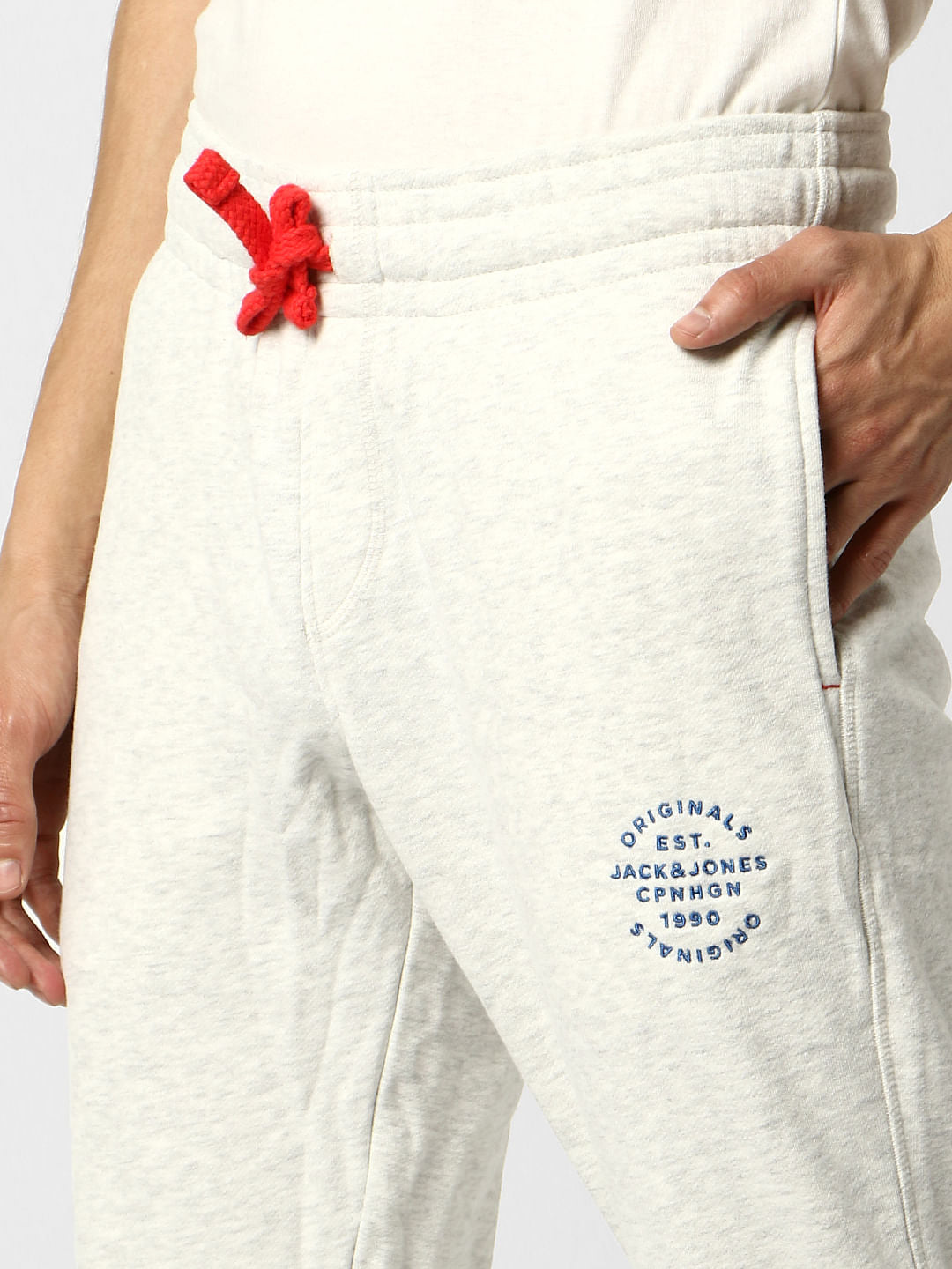 Grey Low Rise Logo Print Sweatpants