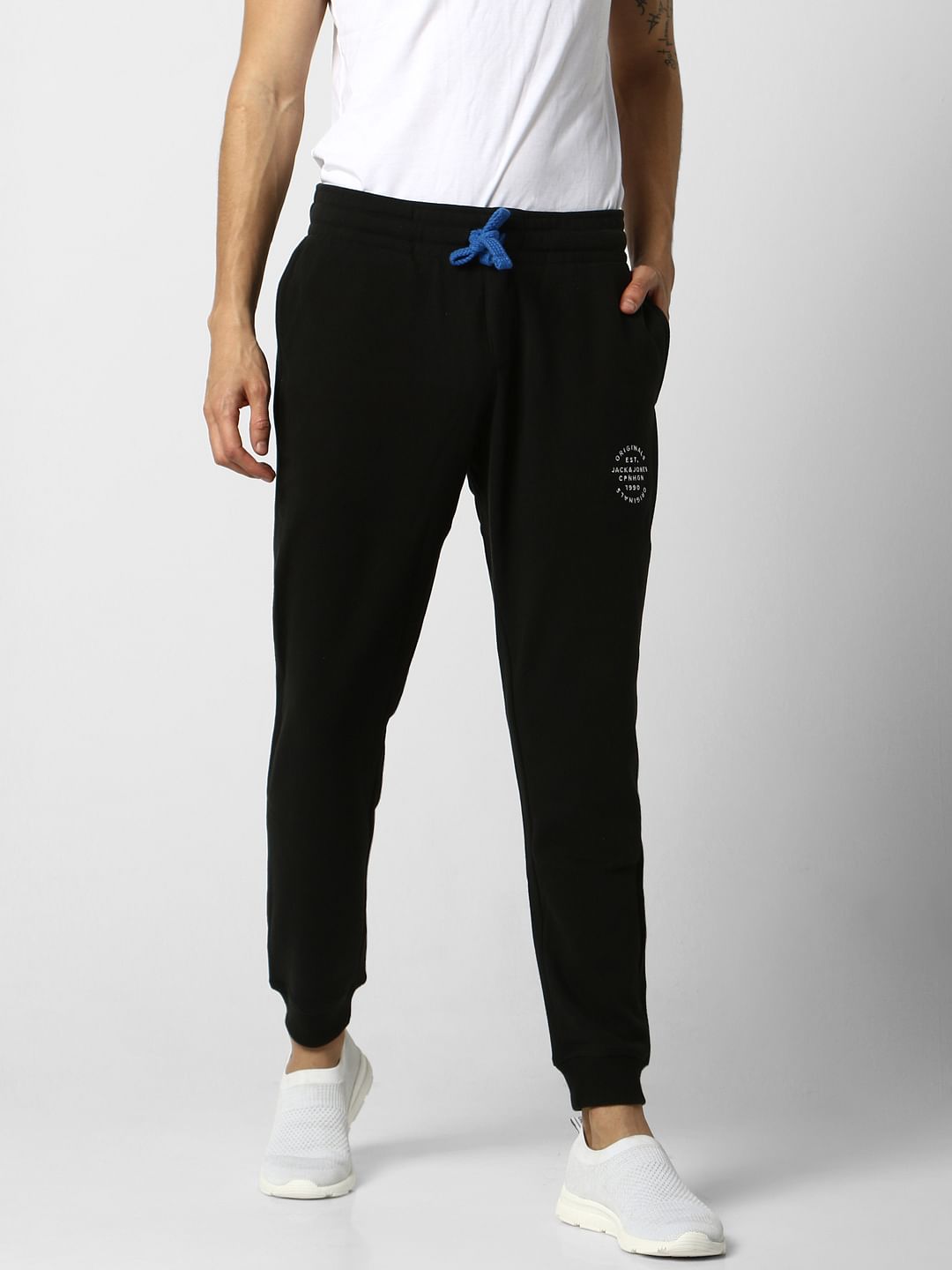 Black Low Rise Logo Print Sweatpants