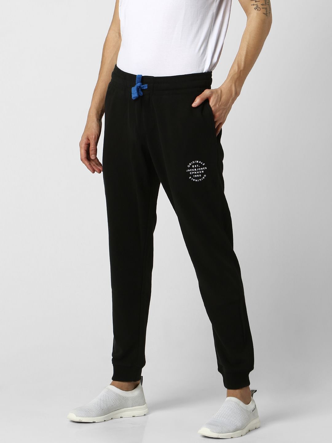 Black Low Rise Logo Print Sweatpants