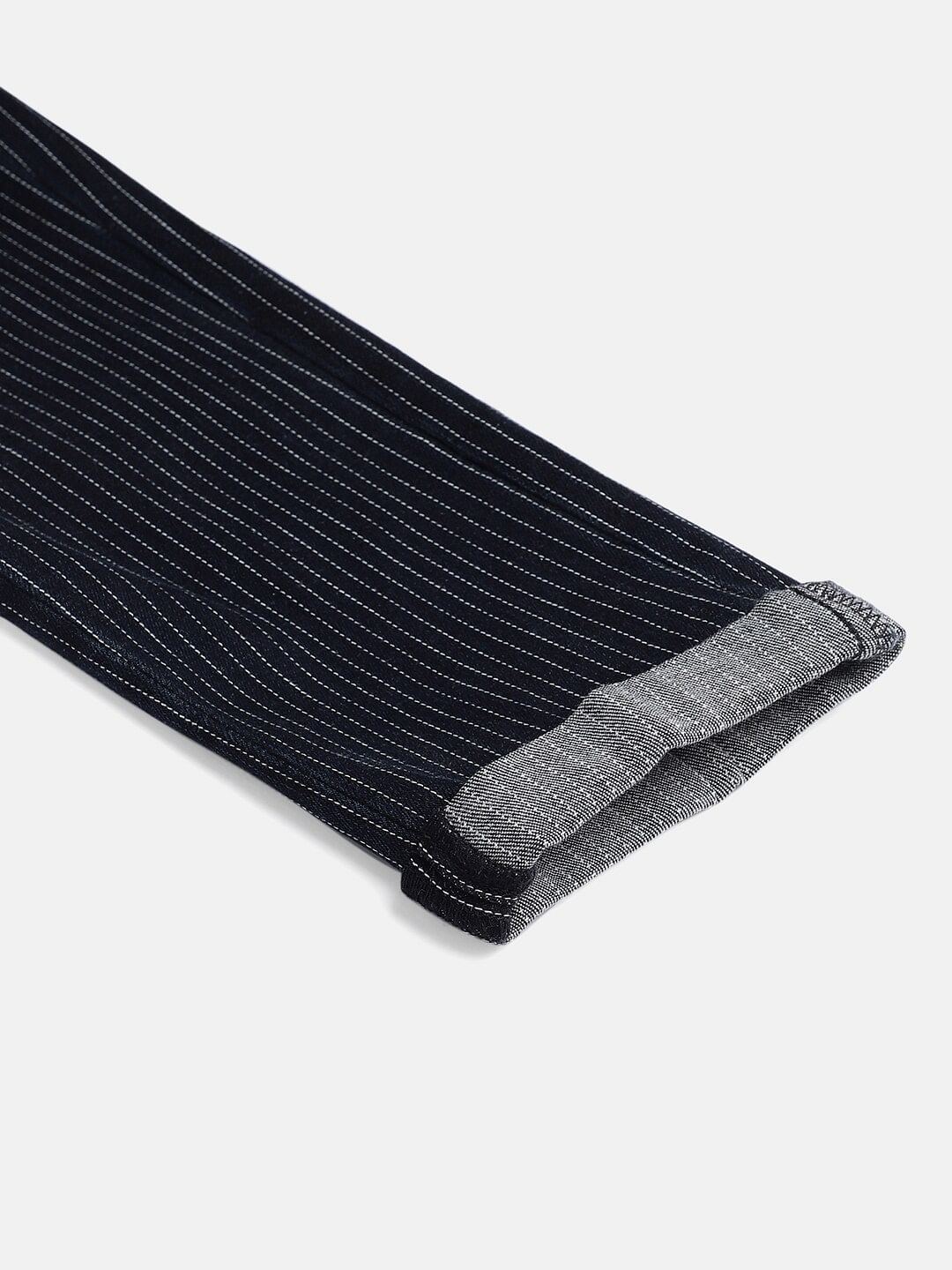 Boys Blue Mid Rise Striped Slim Jeans