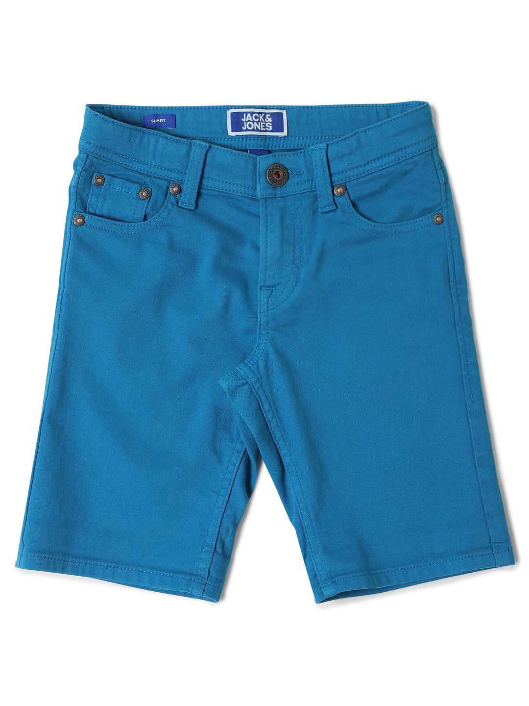 Boys Blue Mid Rise Shorts - 4/5Y