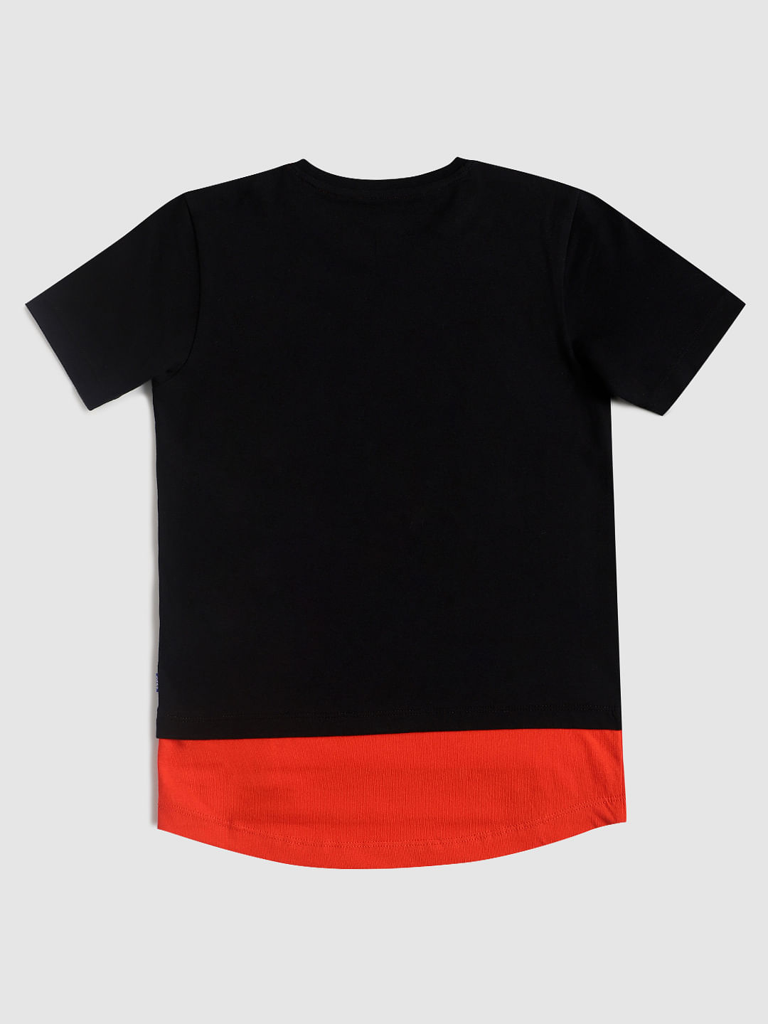 Boys Black Slogan Print Crew Neck T-shirt