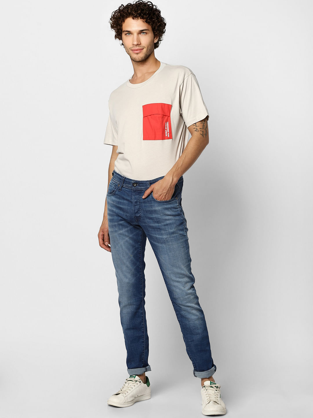 Blue Low Rise Washed Glenn Slim Fit Jeans - 28/30