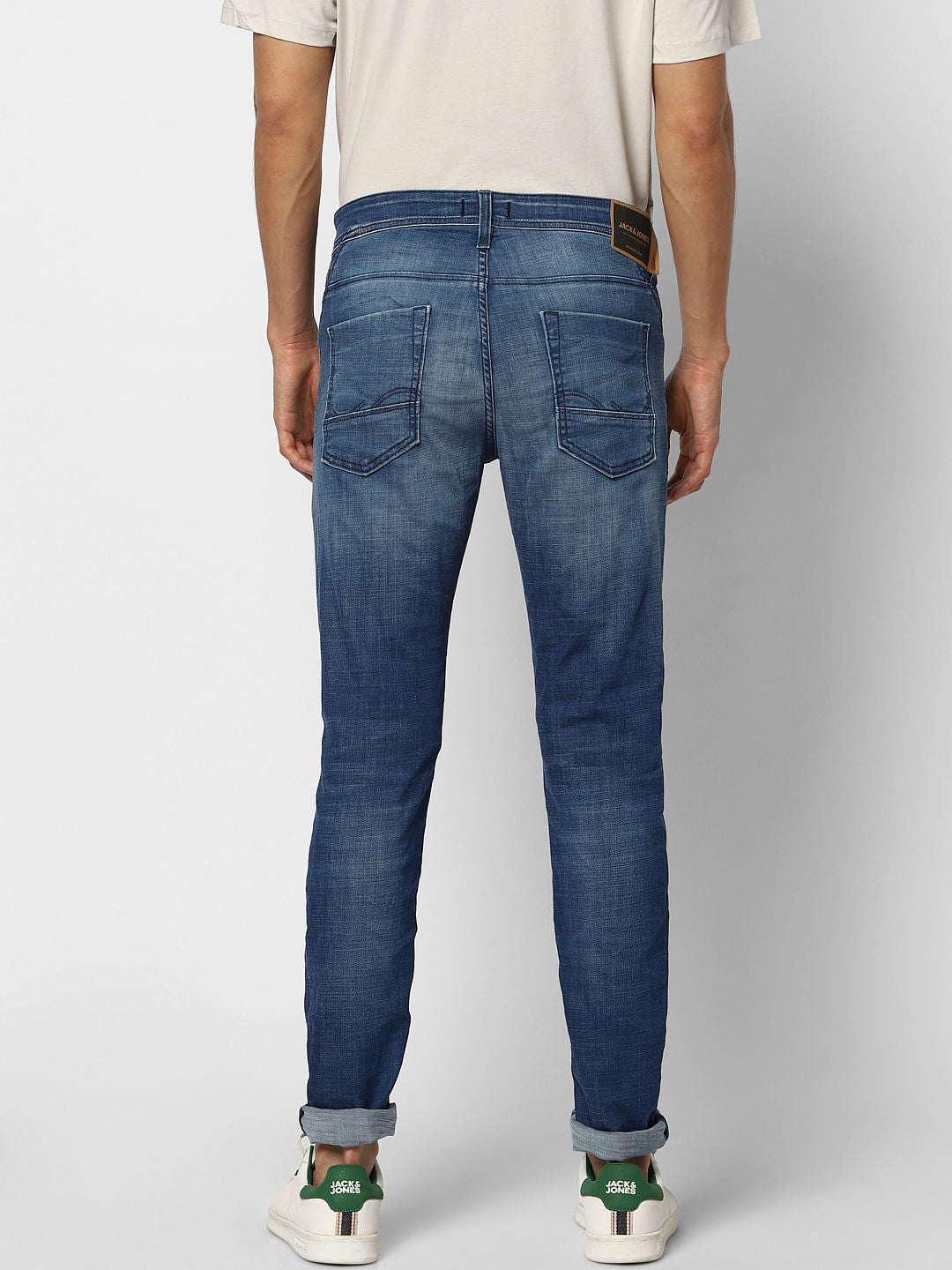 Blue Low Rise Washed Glenn Slim Fit Jeans