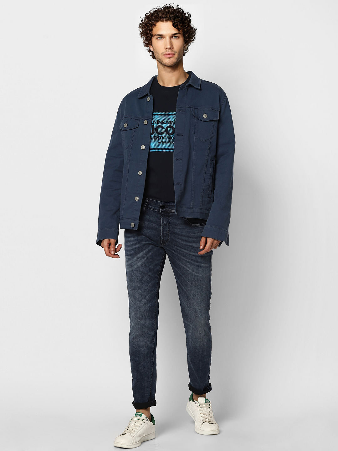 Dark Blue Low Rise Washed Glenn Slim Fit Jeans