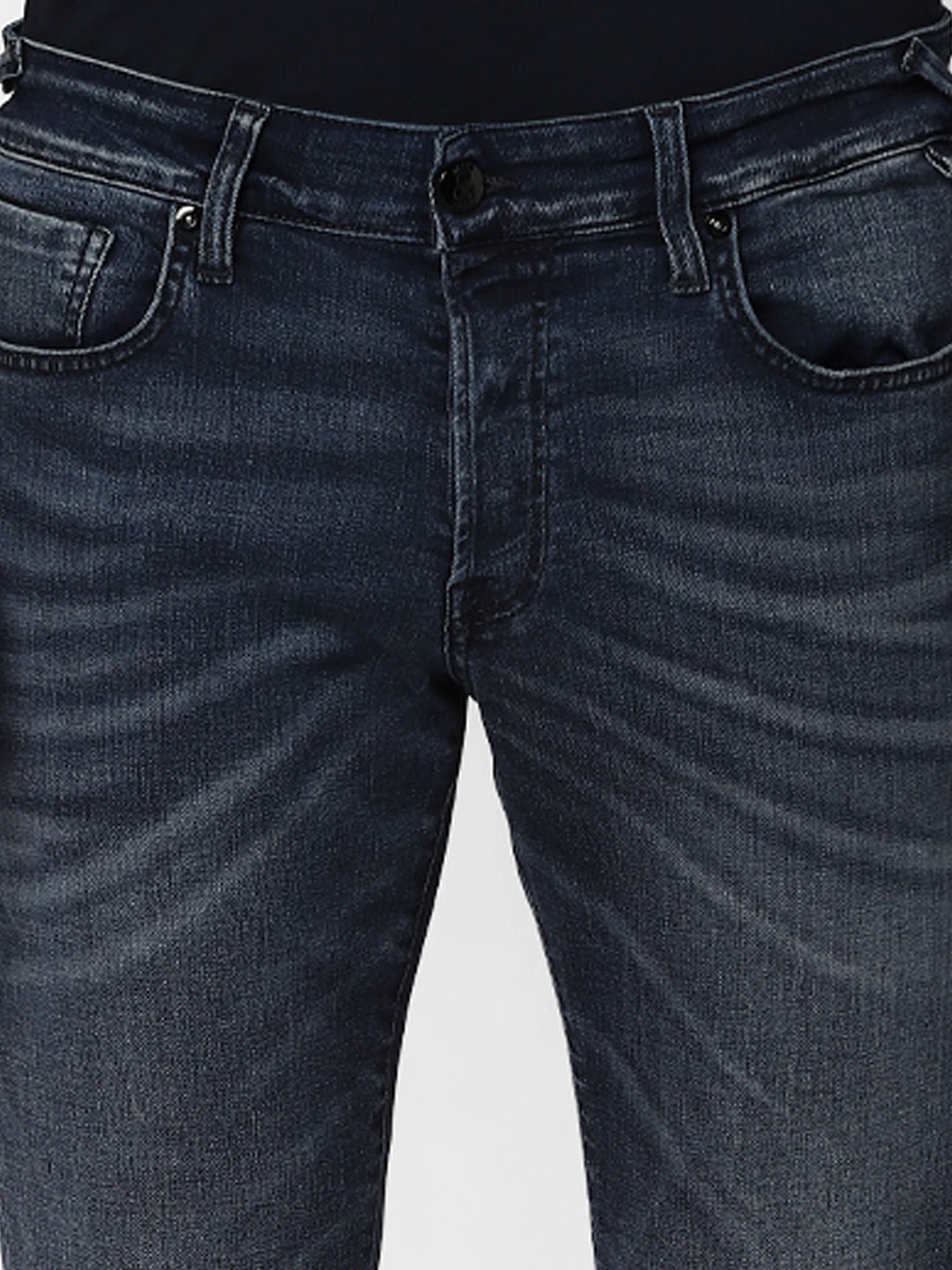 Dark Blue Low Rise Washed Glenn Slim Fit Jeans