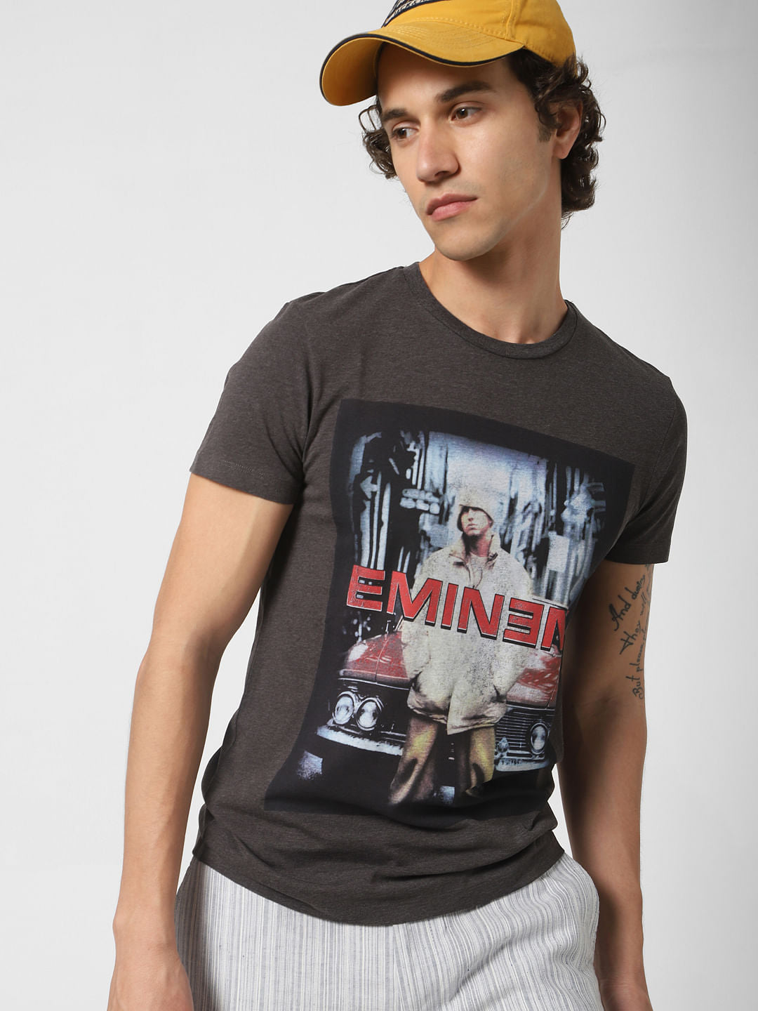 X Eminem Grey Graphic Print Crew Neck T-shirt - S