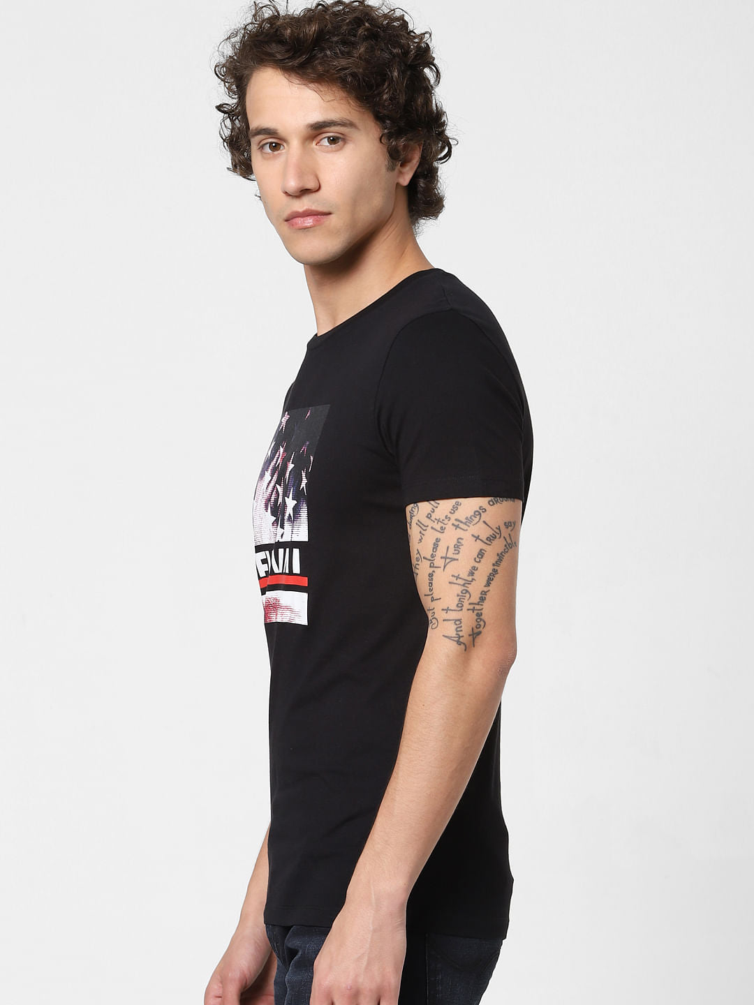 X Eminem Black Graphic Print Crew Neck T-shirt