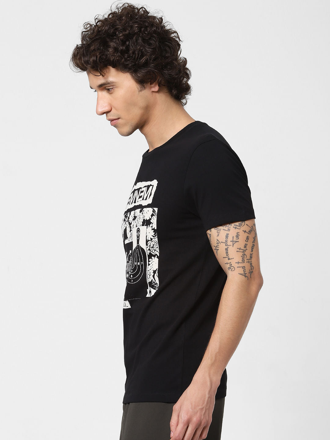 X Eminem Black Graphic Print Crew Neck T-shirt