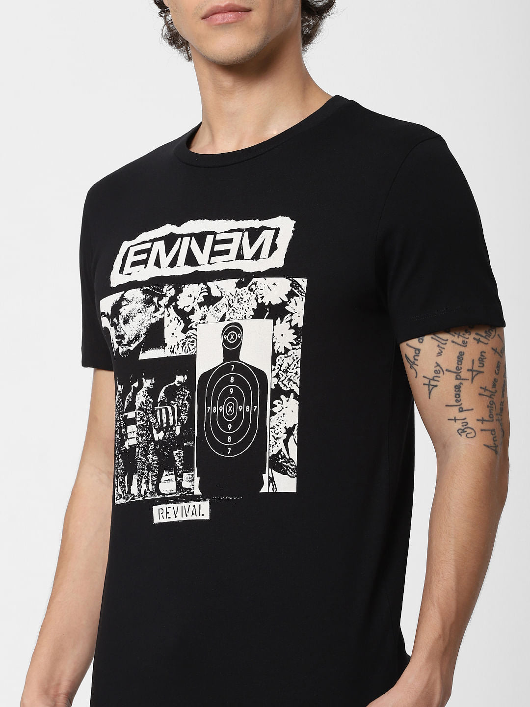 X Eminem Black Graphic Print Crew Neck T-shirt