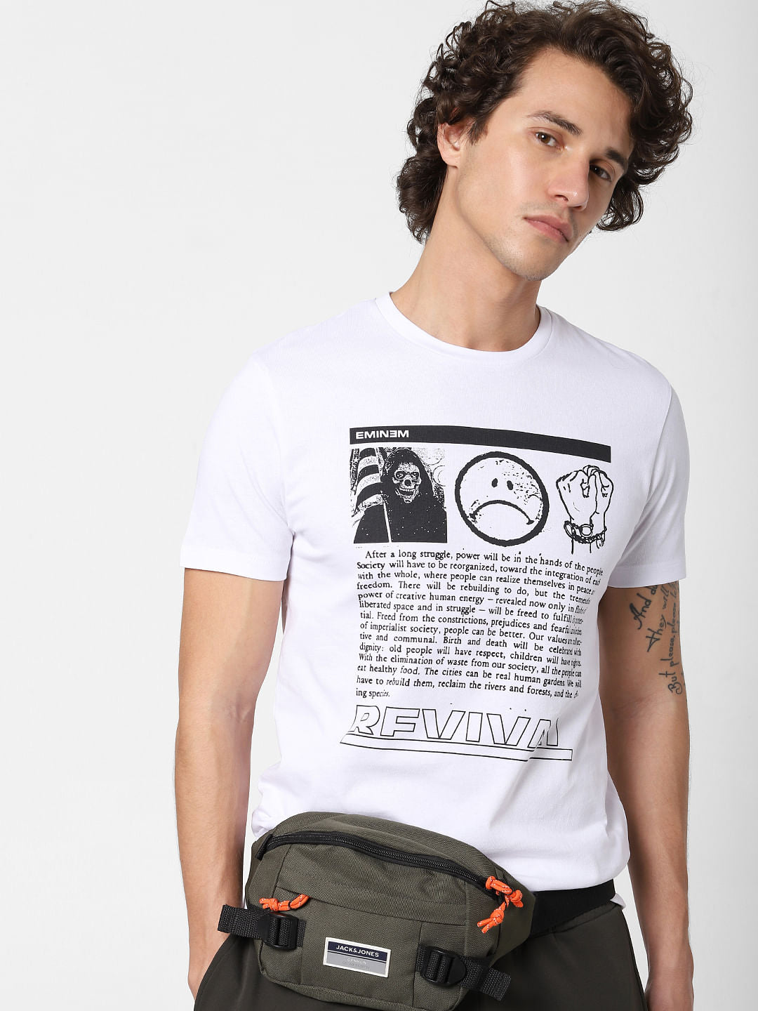 X Eminem White Graphic Print Crew Neck T-shirt - S